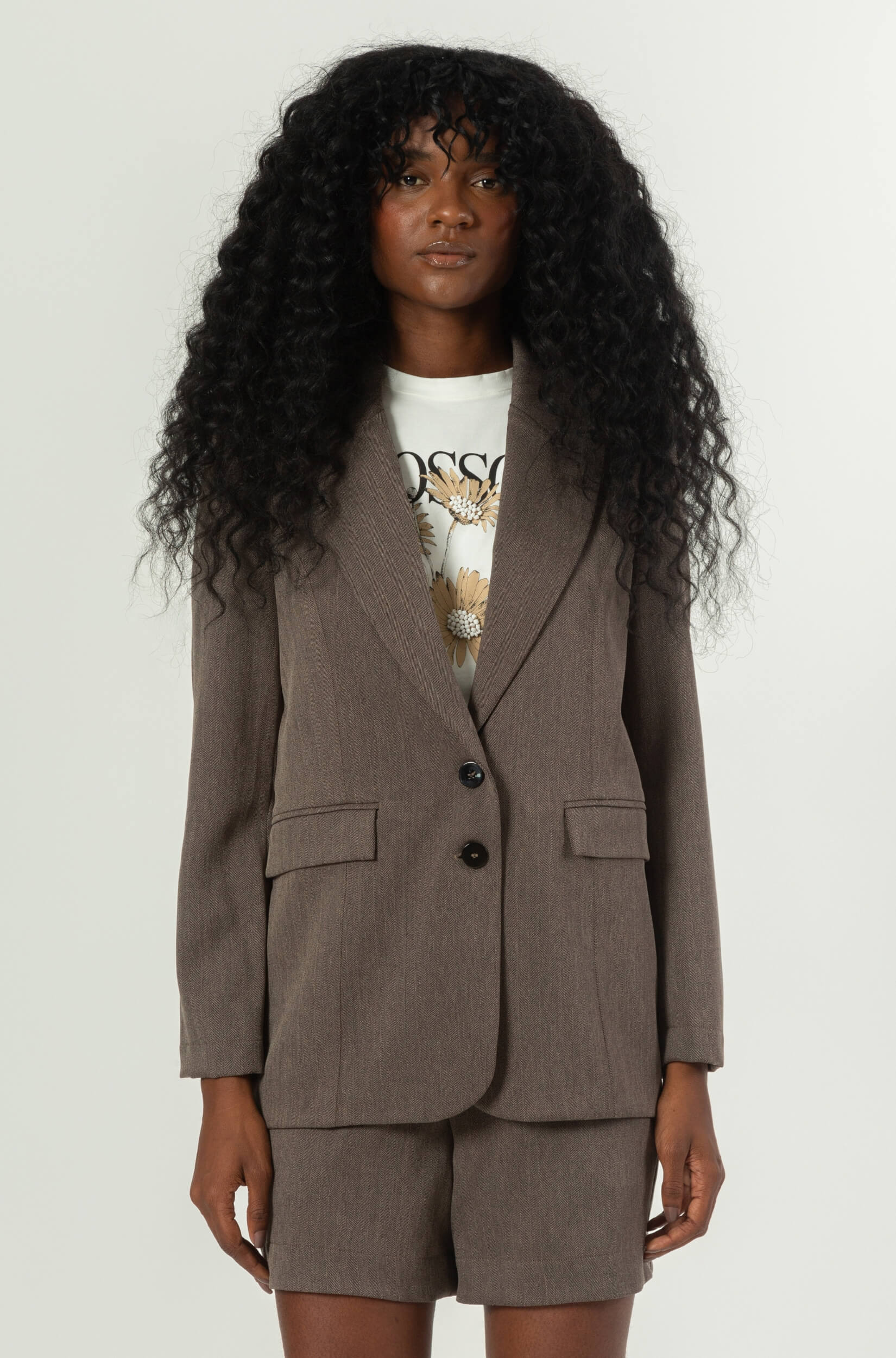 Blazer Alfaiataria Feminino Cinza