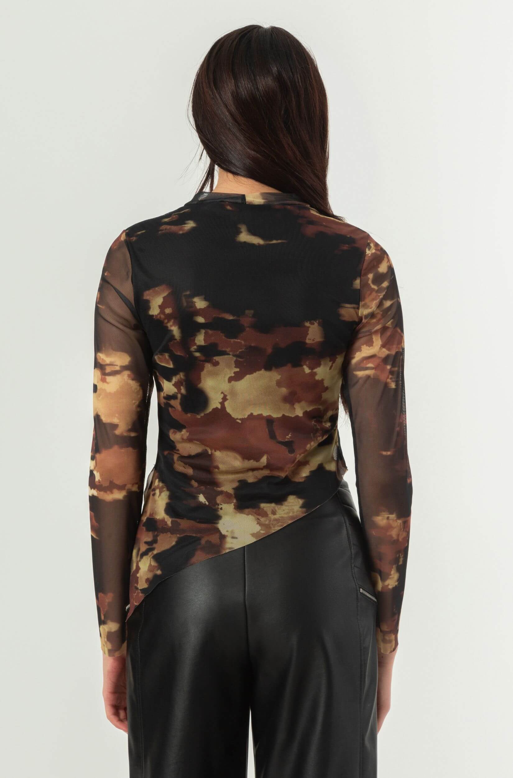 Blusa Tule Manga Longa Feminina Blurred