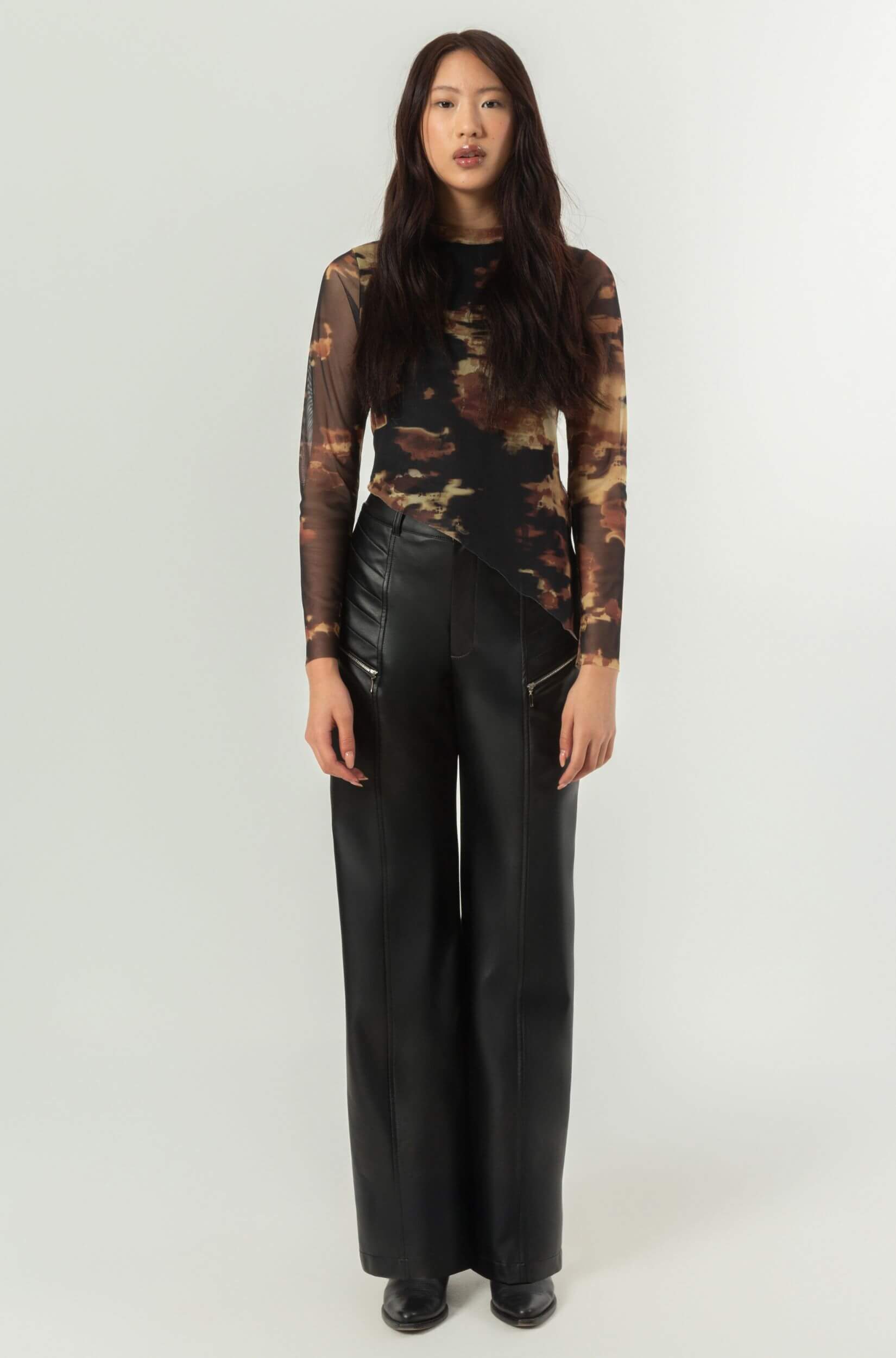 Blusa Tule Manga Longa Feminina Blurred