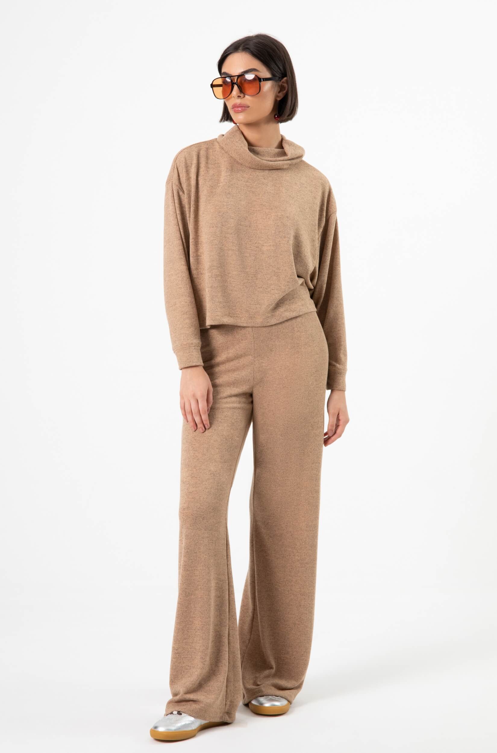 Blusão Feminino Gola Alta Malha Winter Bege