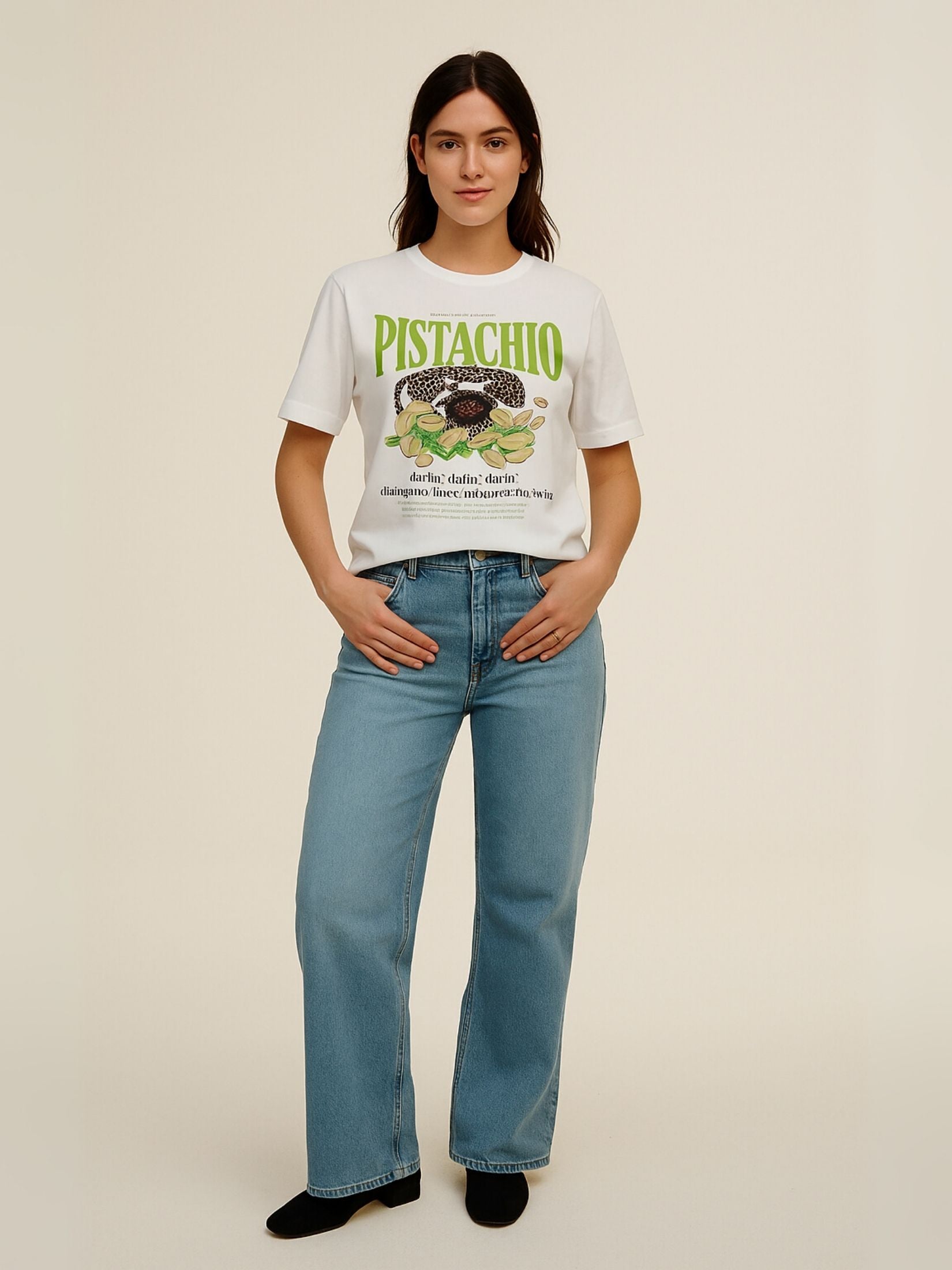Camiseta Estampada Feminina Pistachio Branca