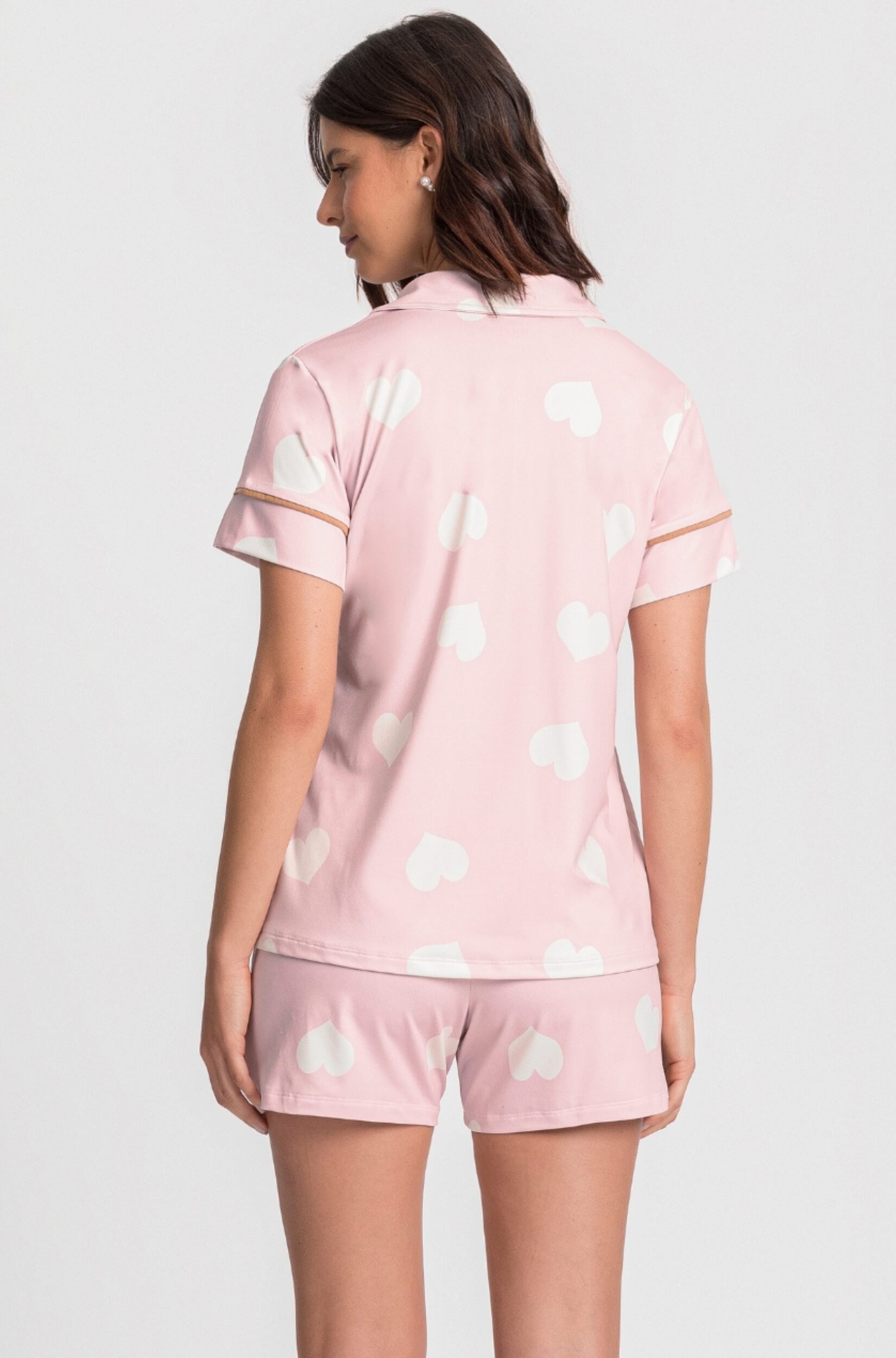 Pijama Americano Feminino Rosa Cachorro Fofura