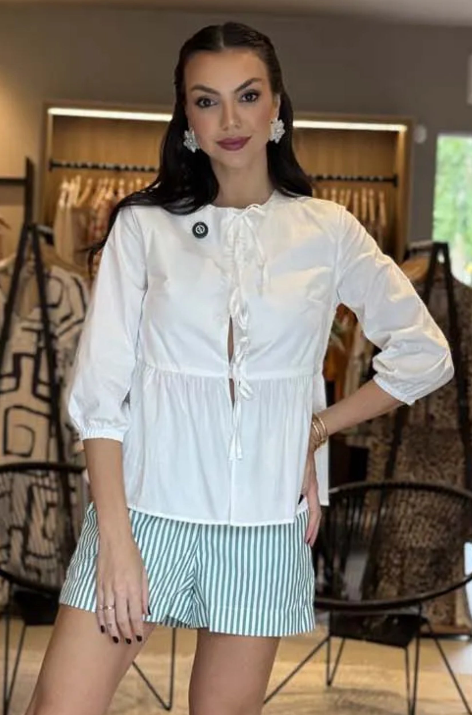 Bata Manga 3/4 Feminina Branca