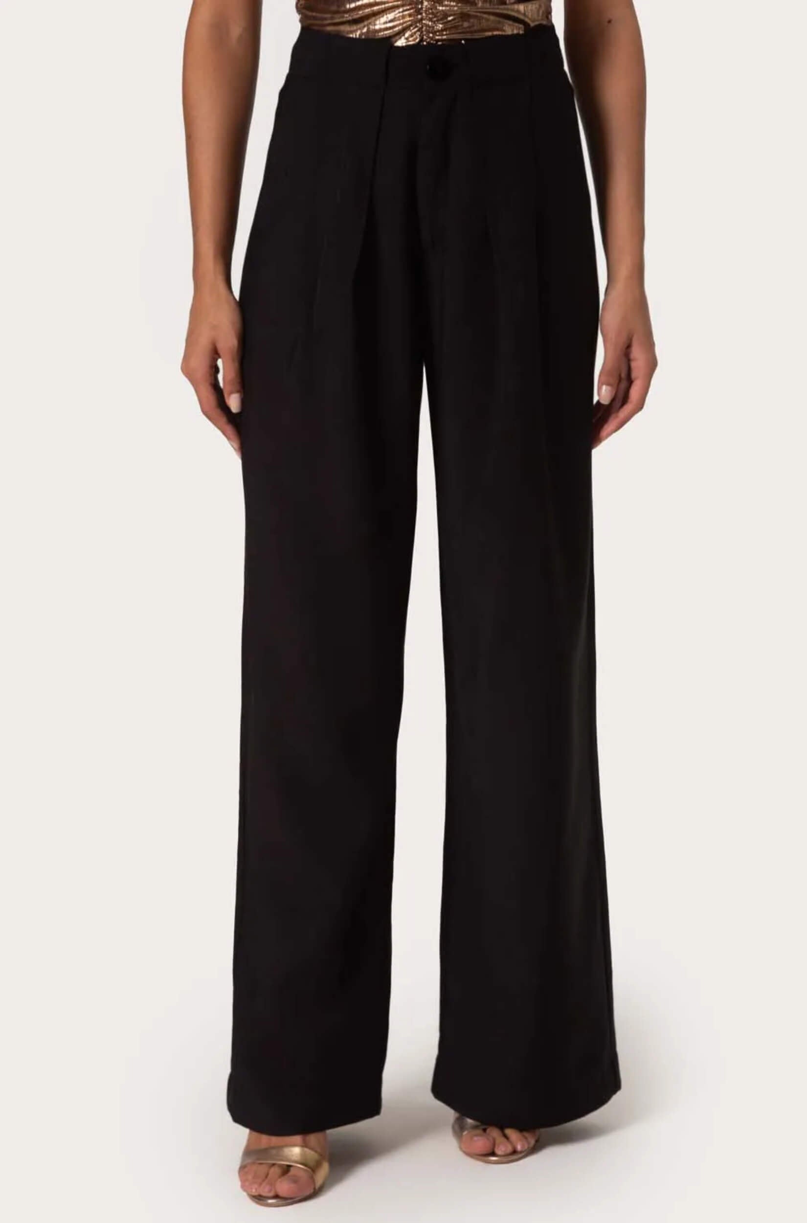Calça Alfaiataria Feminina Preta com Cintura Alta