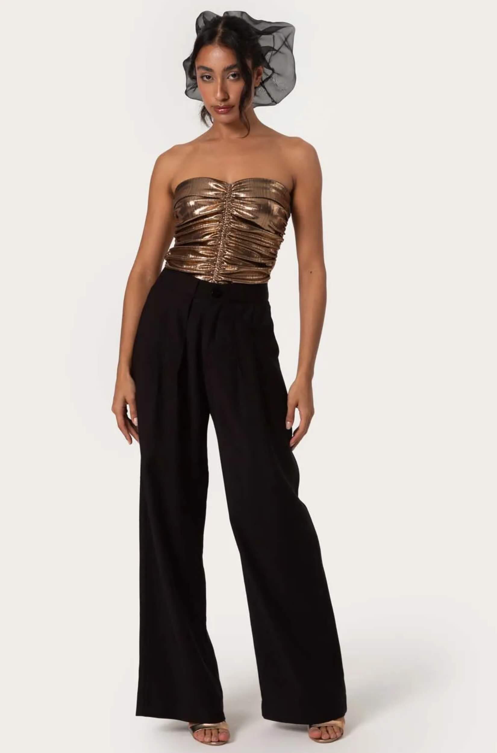 Calça Alfaiataria Feminina Preta com Cintura Alta