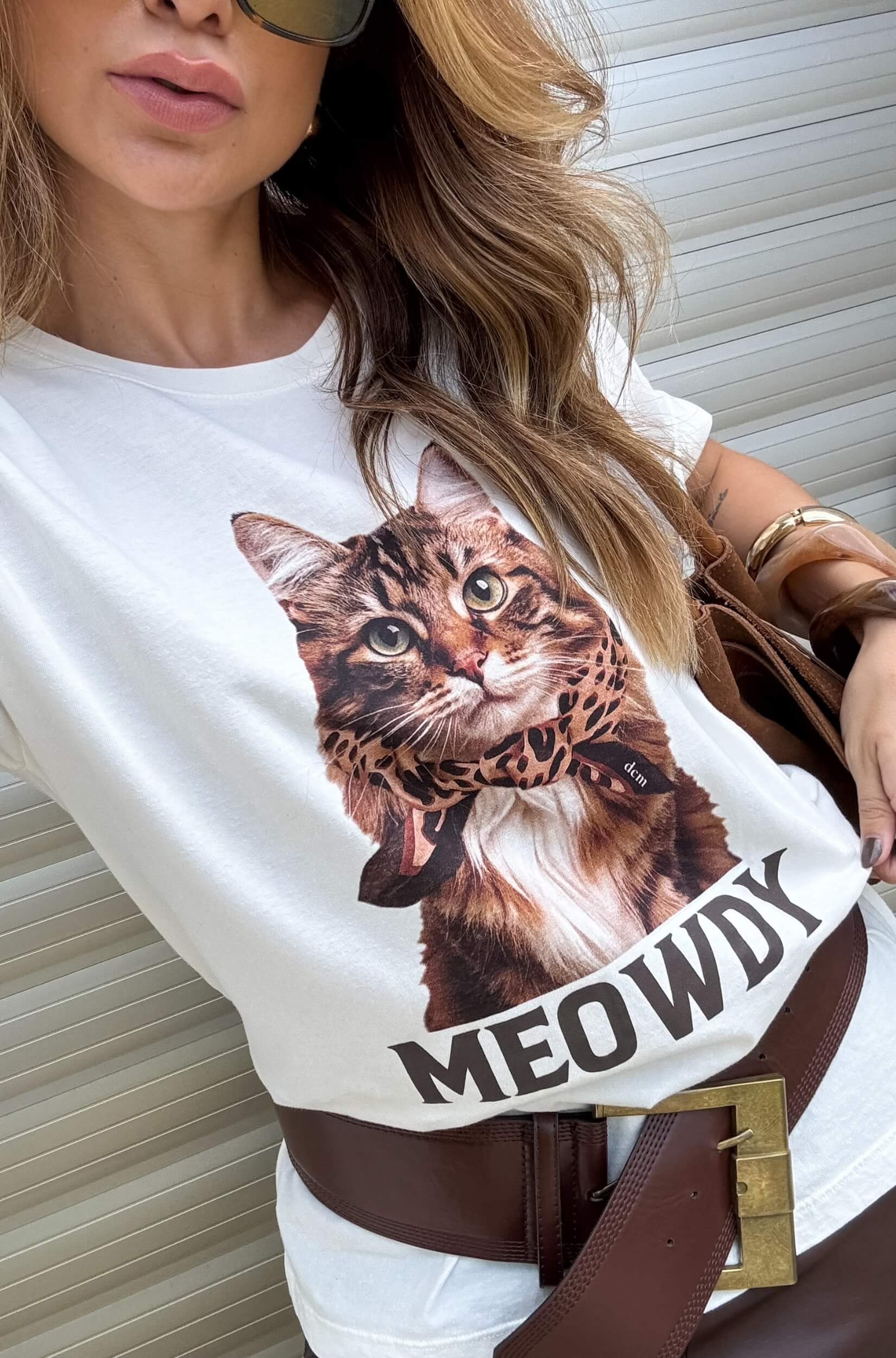 Camiseta Estonada Feminina Meowdy Branca