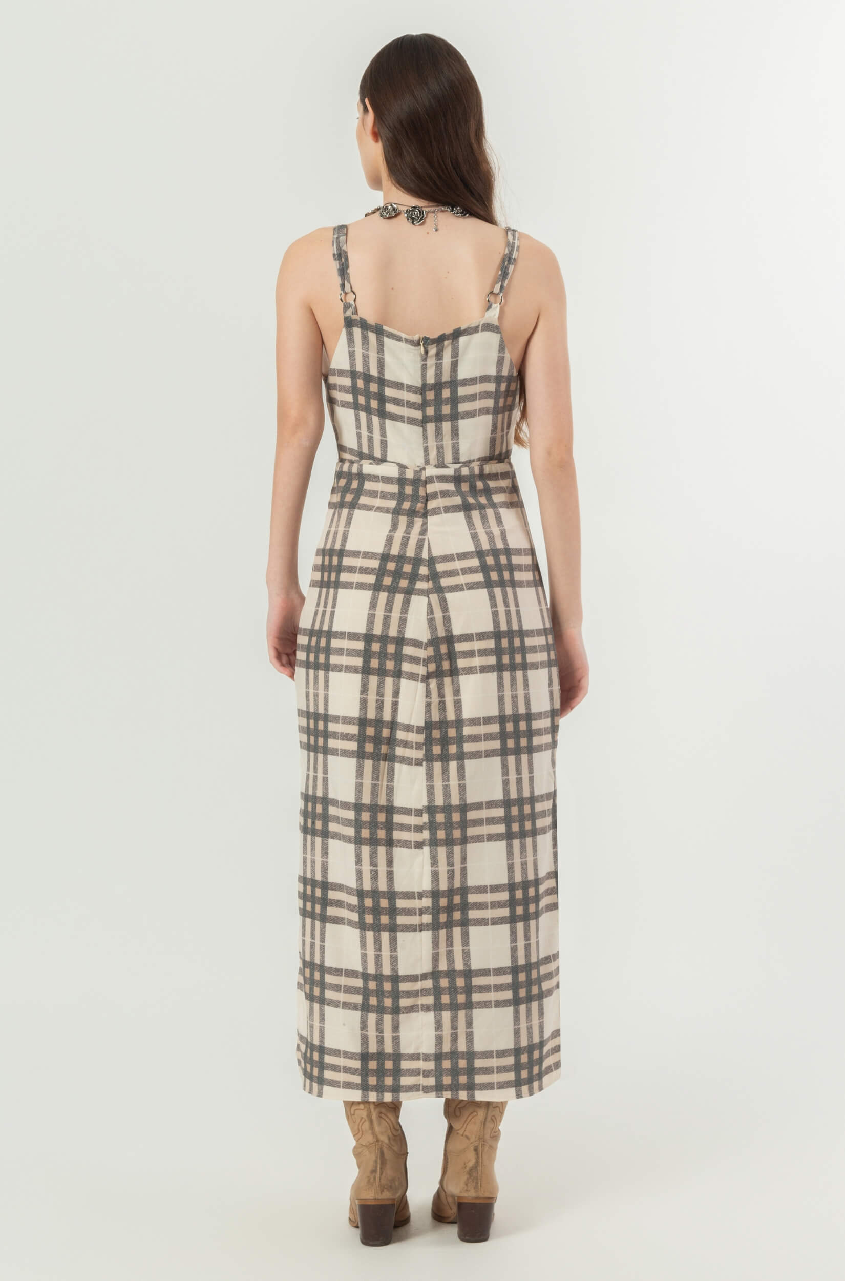 Vestido Midi Feminino em Xadrez Clássico